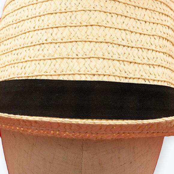 Vintage Womens Straw Fedora w/ Black Band - Picture 4 of 7